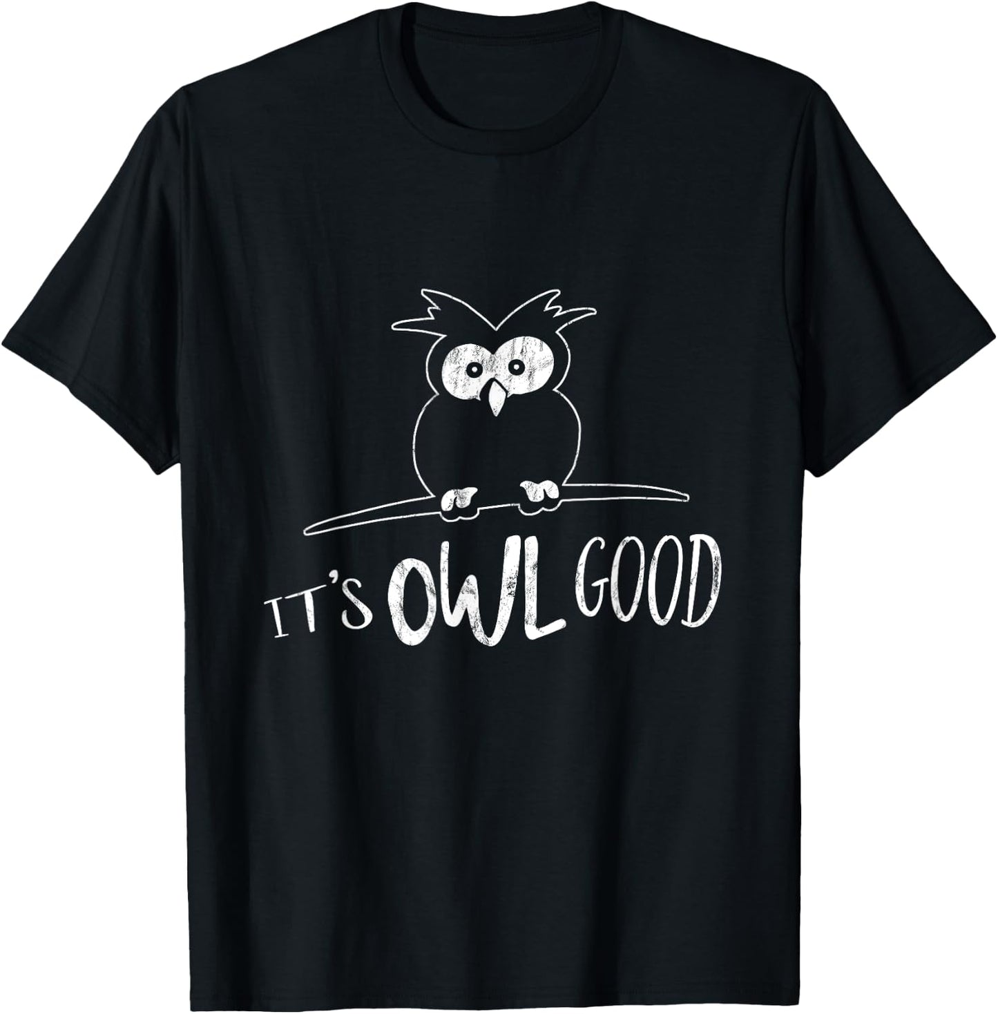 Funky It's Owl Good Owly Pun Cartoon Codger OWL T-Shirt - T-Shirt | Black