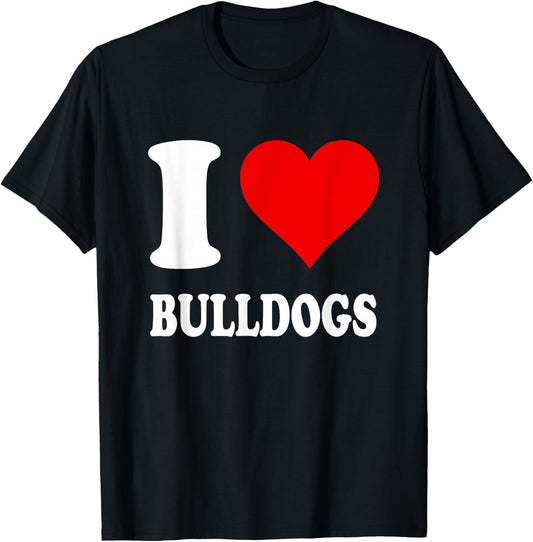 Red Heart I Love Bulldogs T-Shirt - T-Shirt | Black