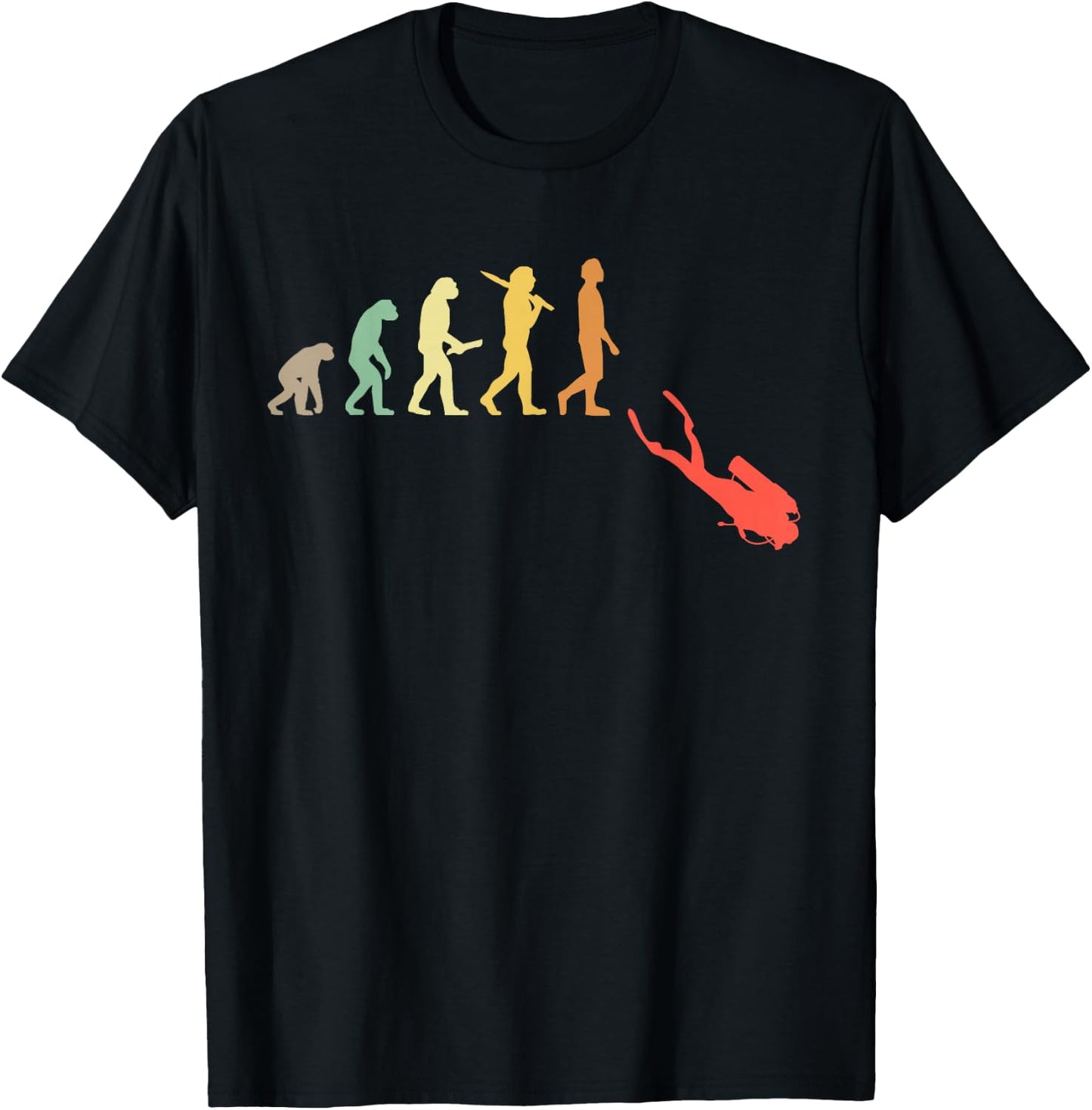 Retro Diving Evolution Gift Scuba Divers T-Shirt - T-Shirt | Black