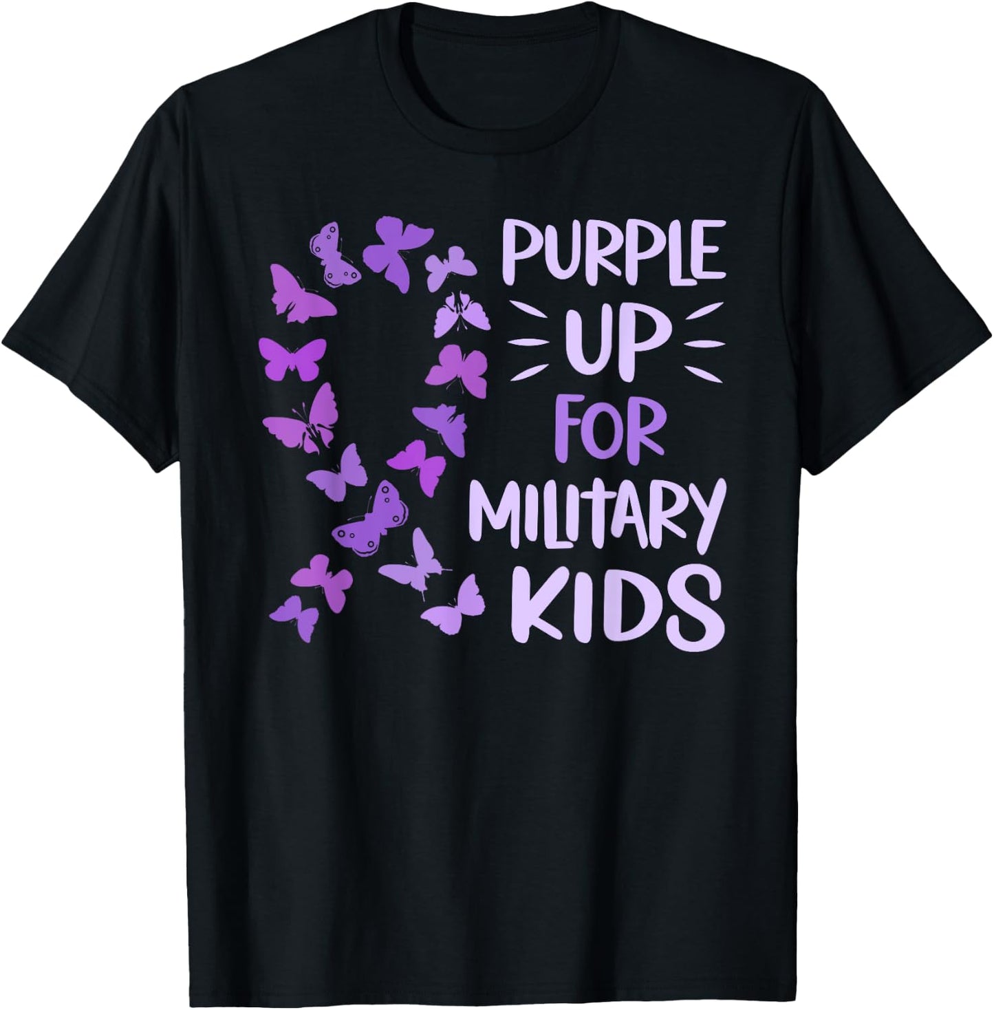 Purple Up Military Child Butterfly - Military Brats Month T-Shirt - T-Shirt | Black
