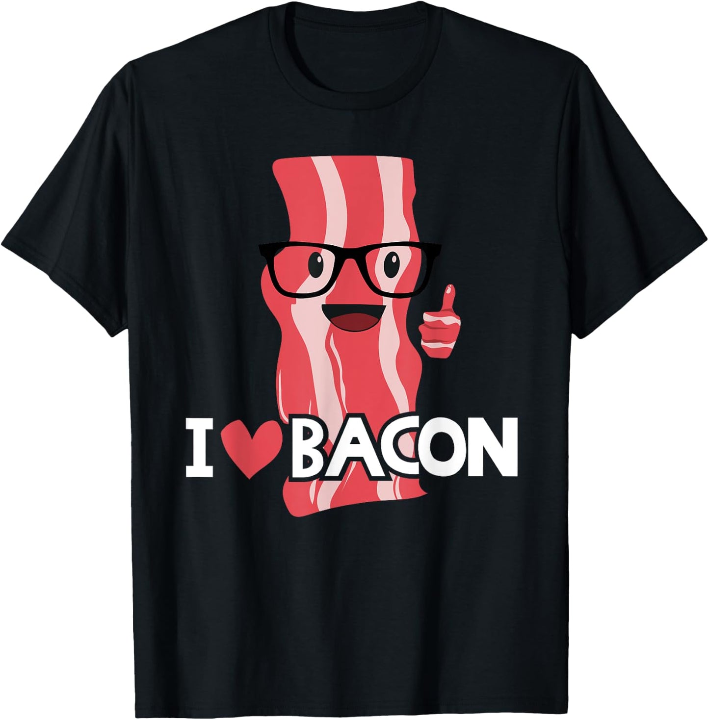 Funny Bacon Gift Kids Boys Girls Cool Geeky I Love Bacon T-Shirt - T-Shirt | Black
