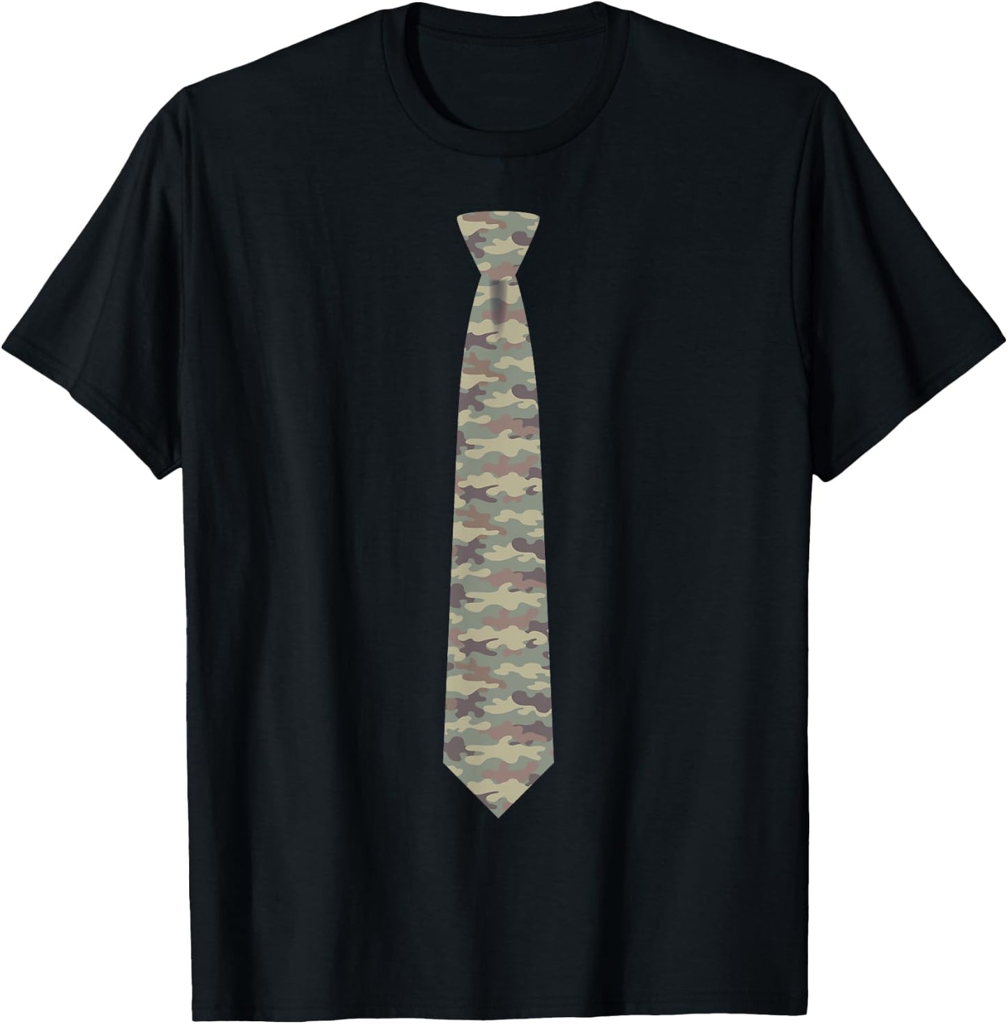Camouflage Tie, Necktie Funny Hunter Dress Graphic T-Shirt - T-Shirt | Black