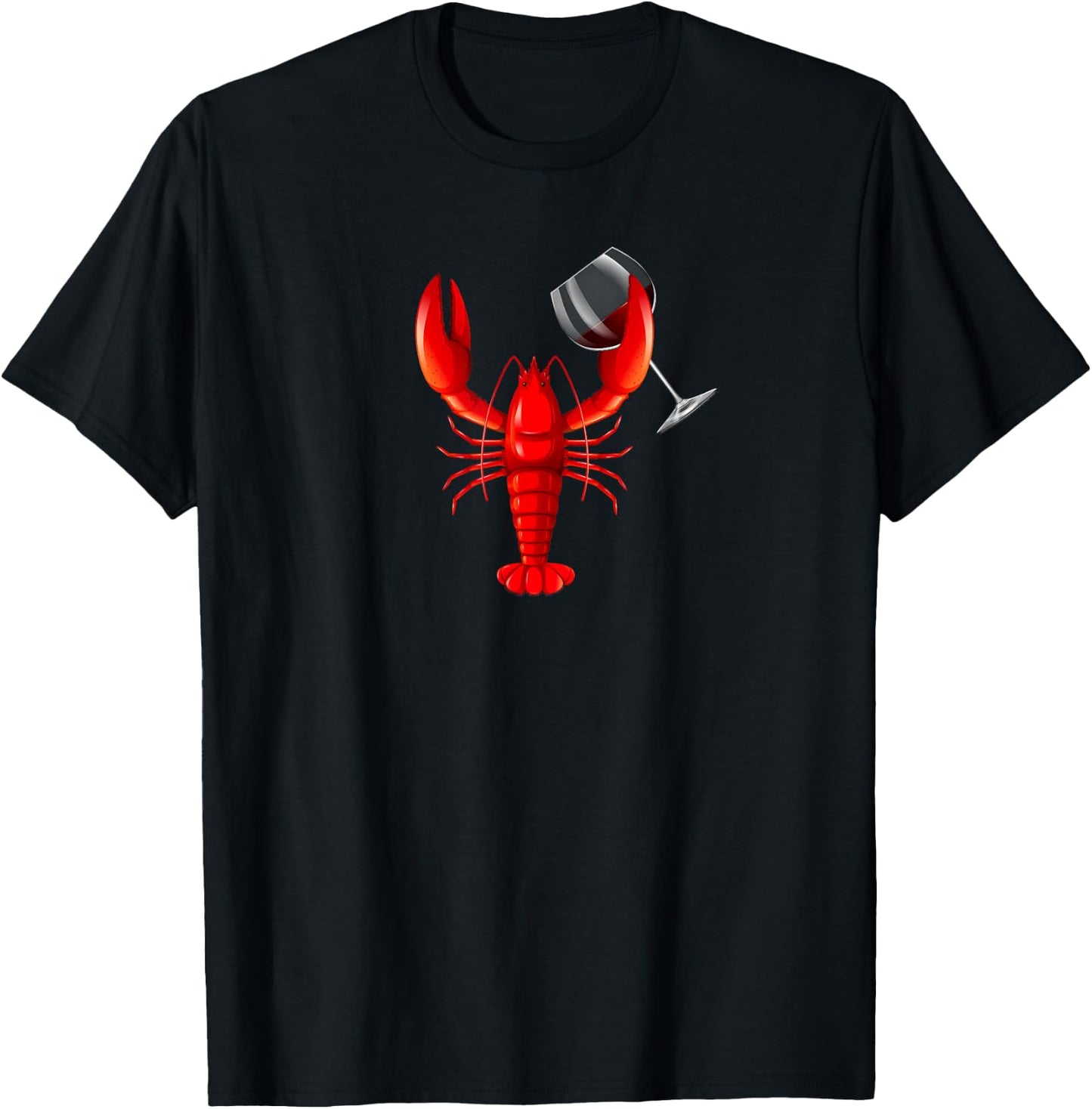 Funny Wine Drinking Lobster Red Crawfish Wine Lovers Gift T-Shirt - T-Shirt | Black