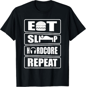 Eat sleep hardcore repeat techno rave festival T-Shirt - T-Shirt | Black