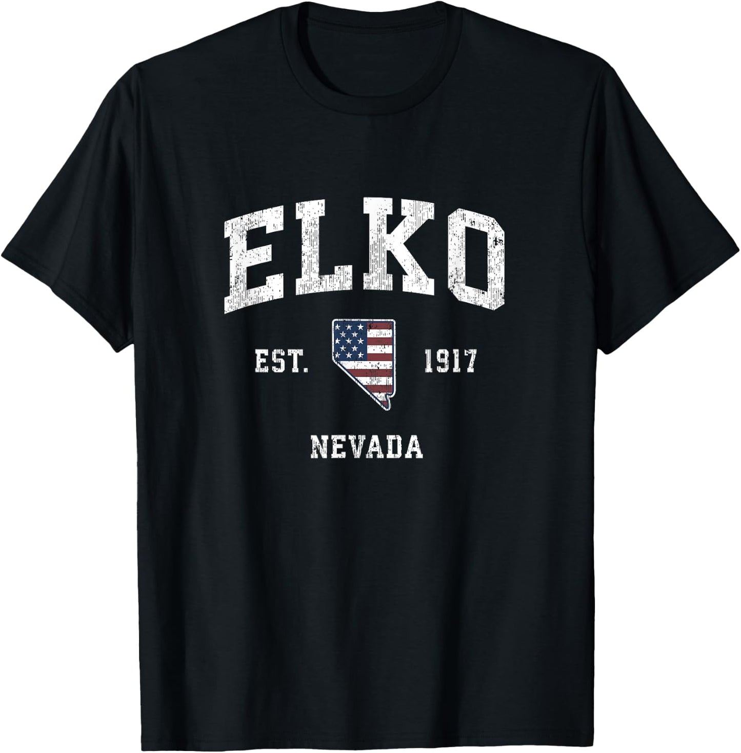 Elko Nevada NV Vintage American Flag Sports Design T-Shirt - T-Shirt | Black
