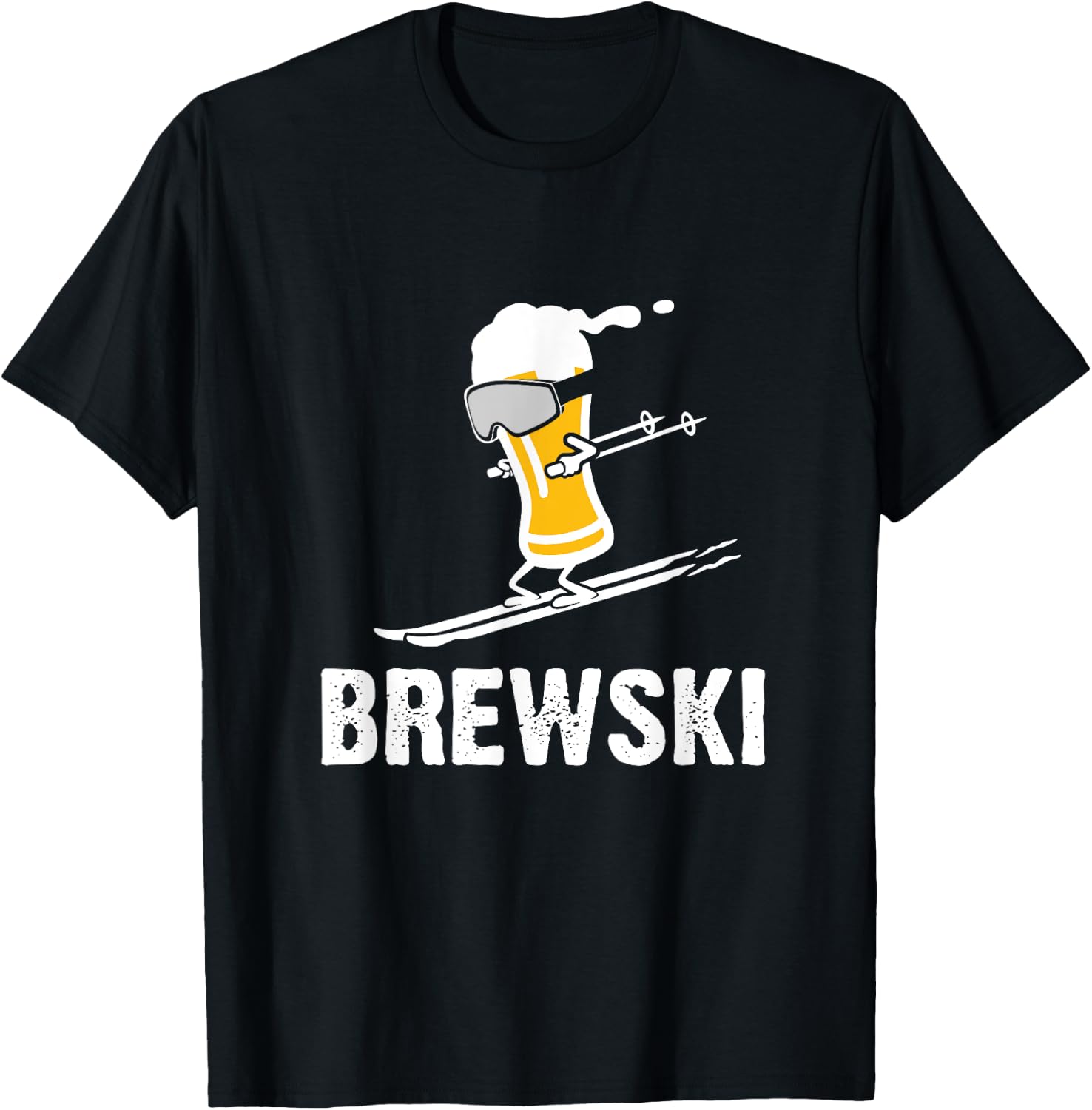 Brewski skiing beer T-Shirt - T-Shirt | Black