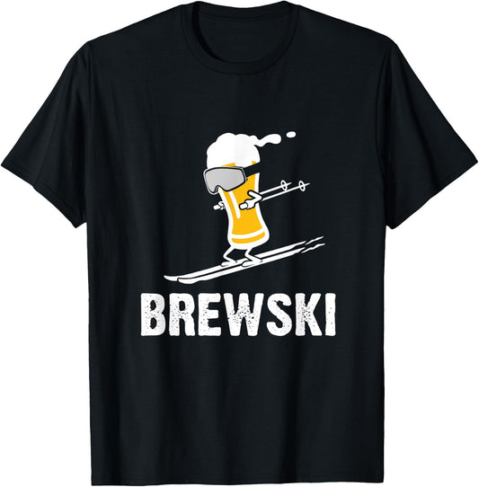 Brewski skiing beer T-Shirt - T-Shirt | Black