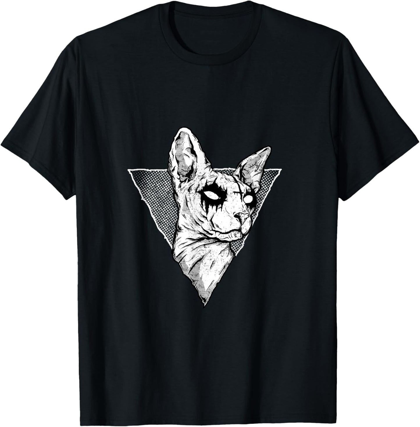 Goth Sphynx Cat Halloween Evil Cat Satanic Hairless Cat T-Shirt - T-Shirt | Black