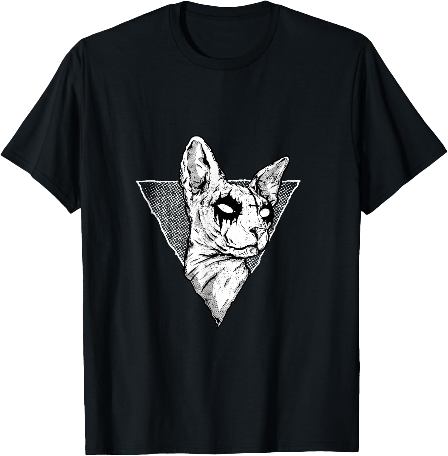 Goth Sphynx Cat Halloween Evil Cat Satanic Hairless Cat T-Shirt - T-Shirt | Black