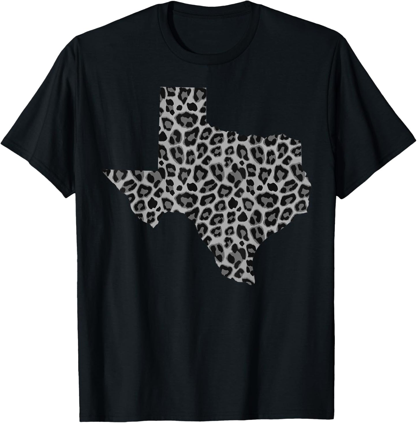 Cute Texas Shape Leopard Print | Wildlife Animal Lover Gift T-Shirt - T-Shirt | Black