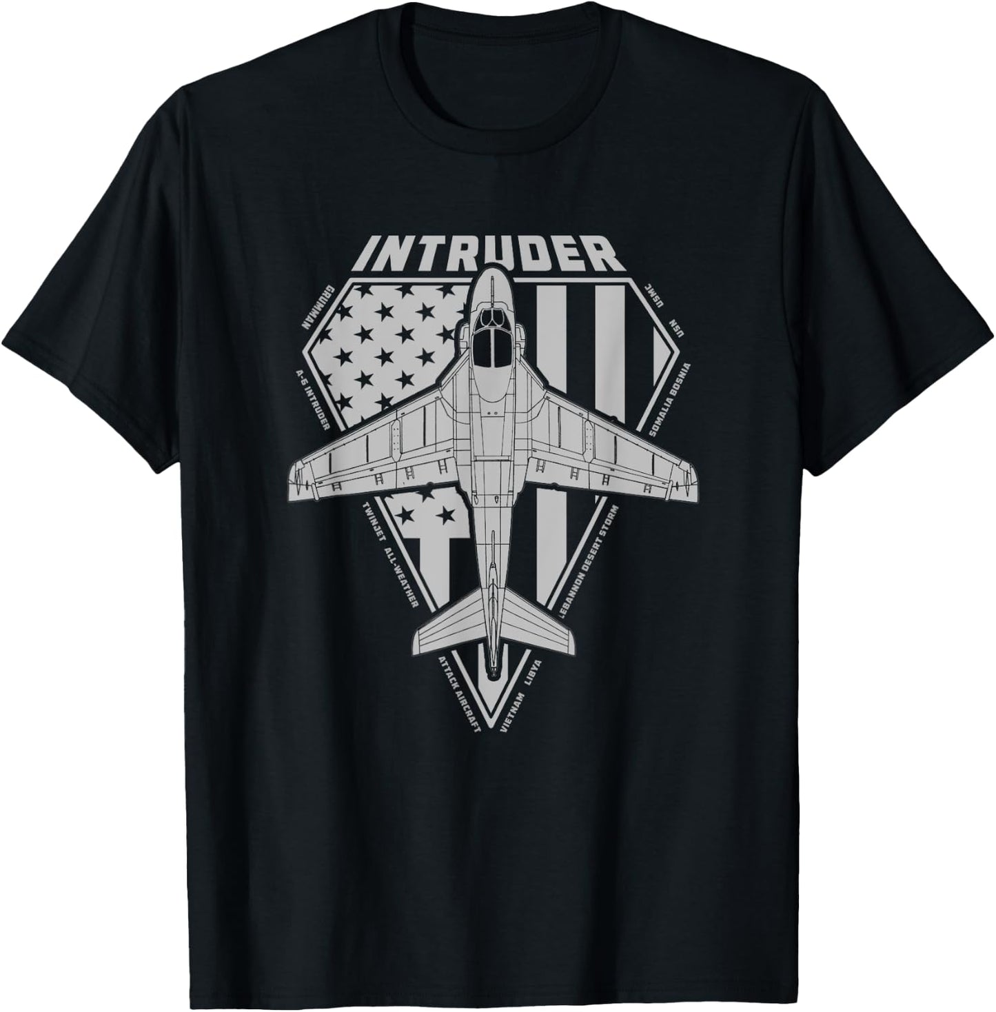 A-6 Intruder Military Jet Airplane Diamond Series T-Shirt - T-Shirt | Black