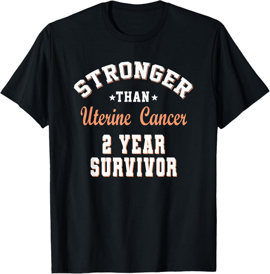 Stronger Than Uterine Cancer 2 Year Survivor T-Shirt - T-Shirt | Black