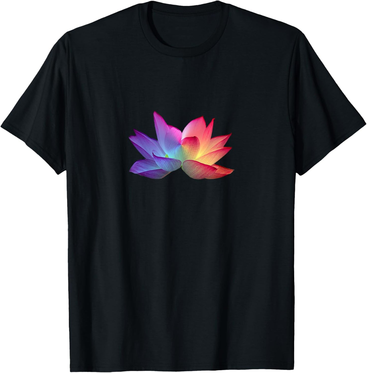 Rainbow Lotus Flower T-Shirt - T-Shirt | Black