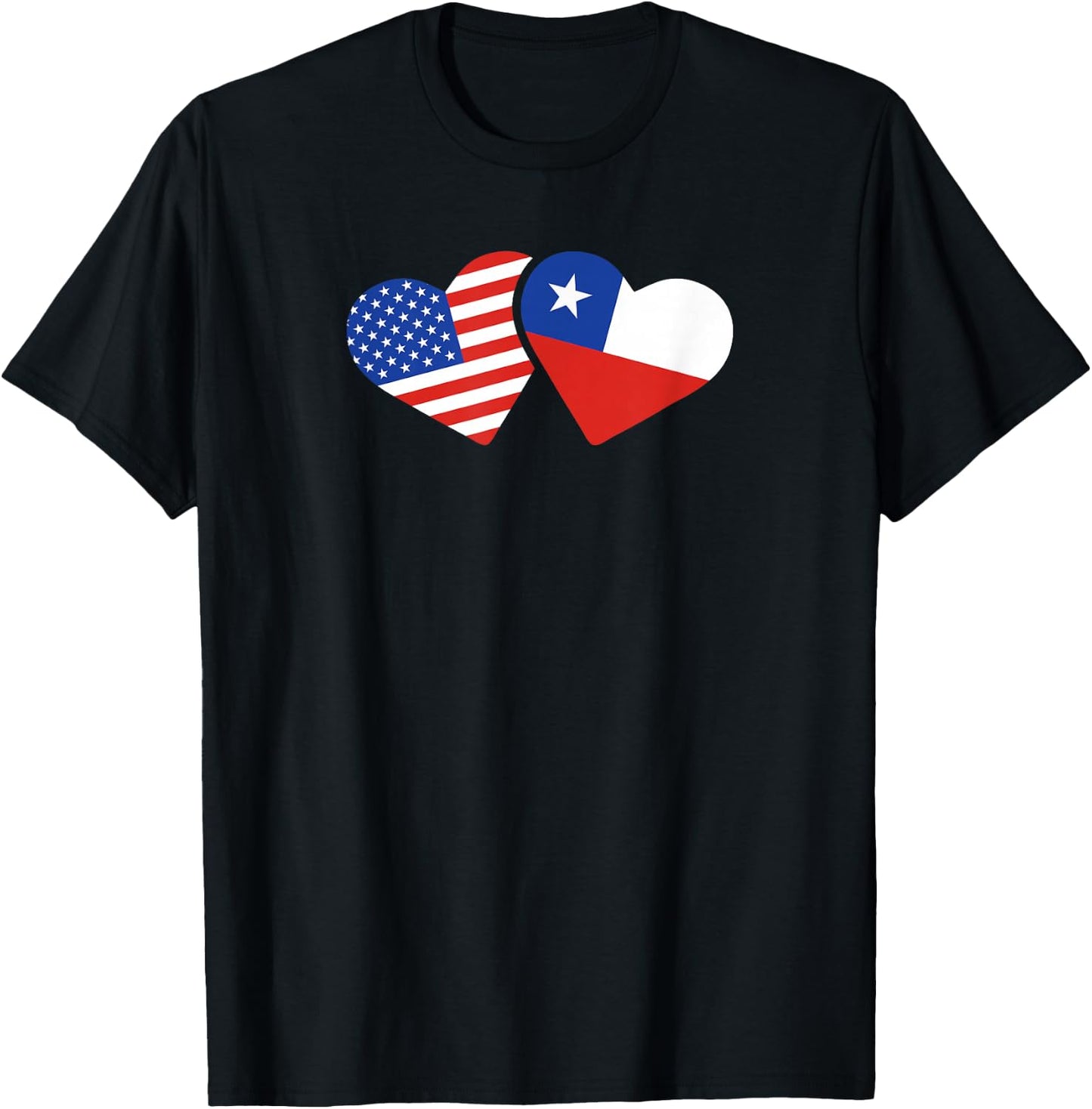 USA Chile Flag T Shirt Hearts Chileans American Love Cute T-Shirt - T-Shirt | Black