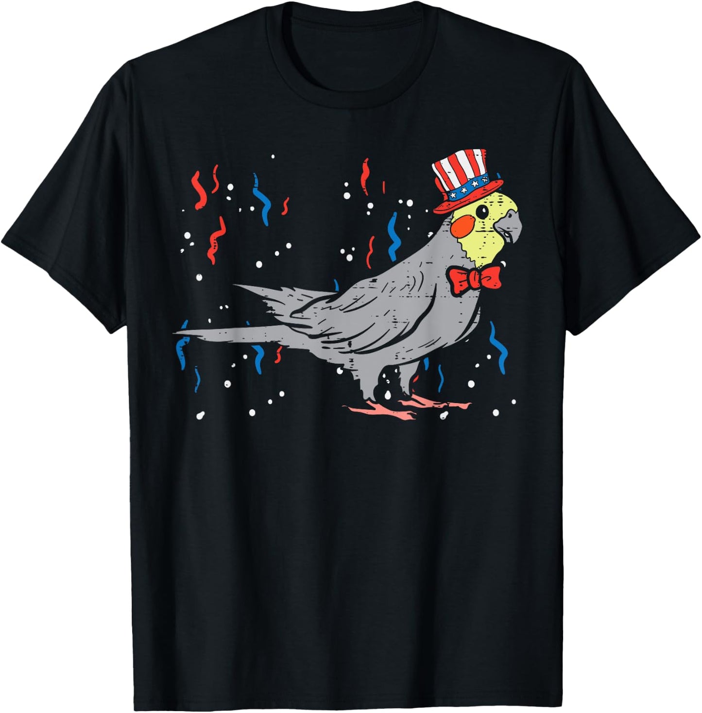 Cockatiel Bird American Flag USA 4th Of July Fourth Animal T-Shirt - T-Shirt | Black