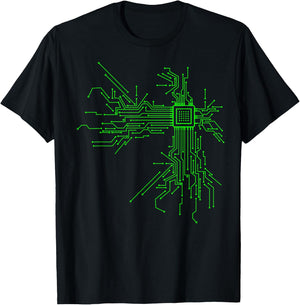 CPU Heart Circuit Board Funny Programmer Technology Core T-Shirt - T-Shirt | Black