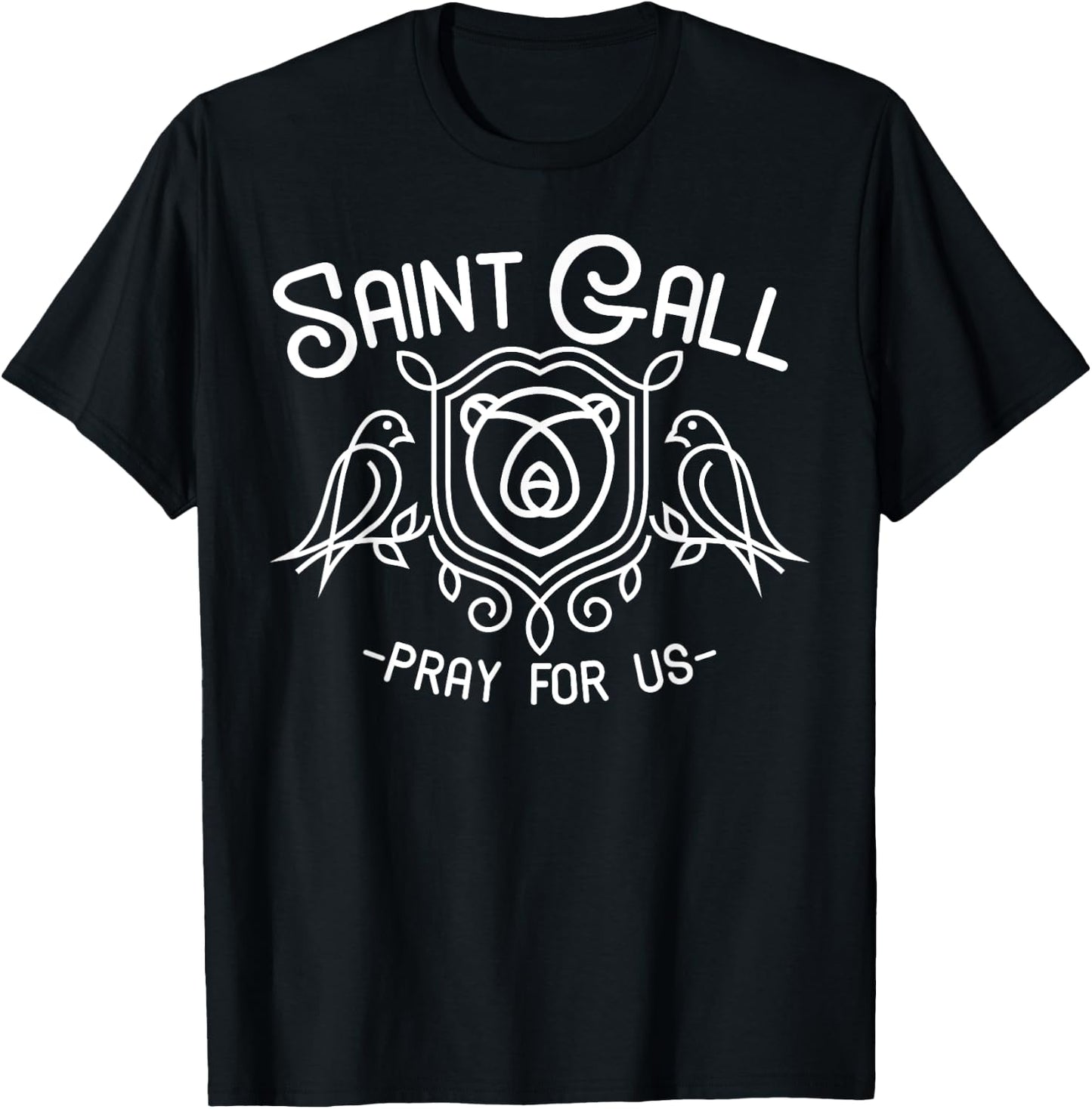 Saint Gall Gallus Bird Lover Gifts Catholic Irish Saints T-Shirt - T-Shirt | Black
