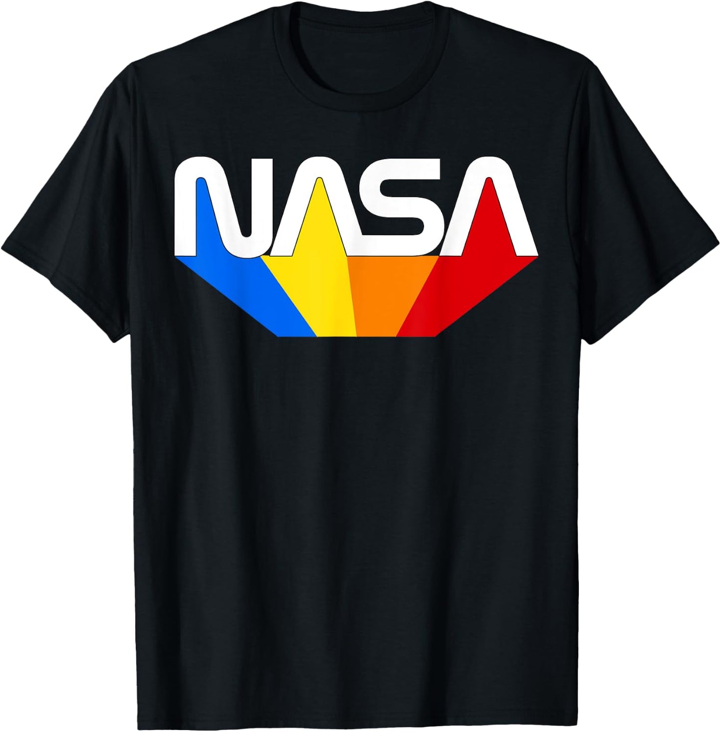 Officially Licensed NASA Worm Color Blue Yellow Orange Red T-Shirt - T-Shirt | Black
