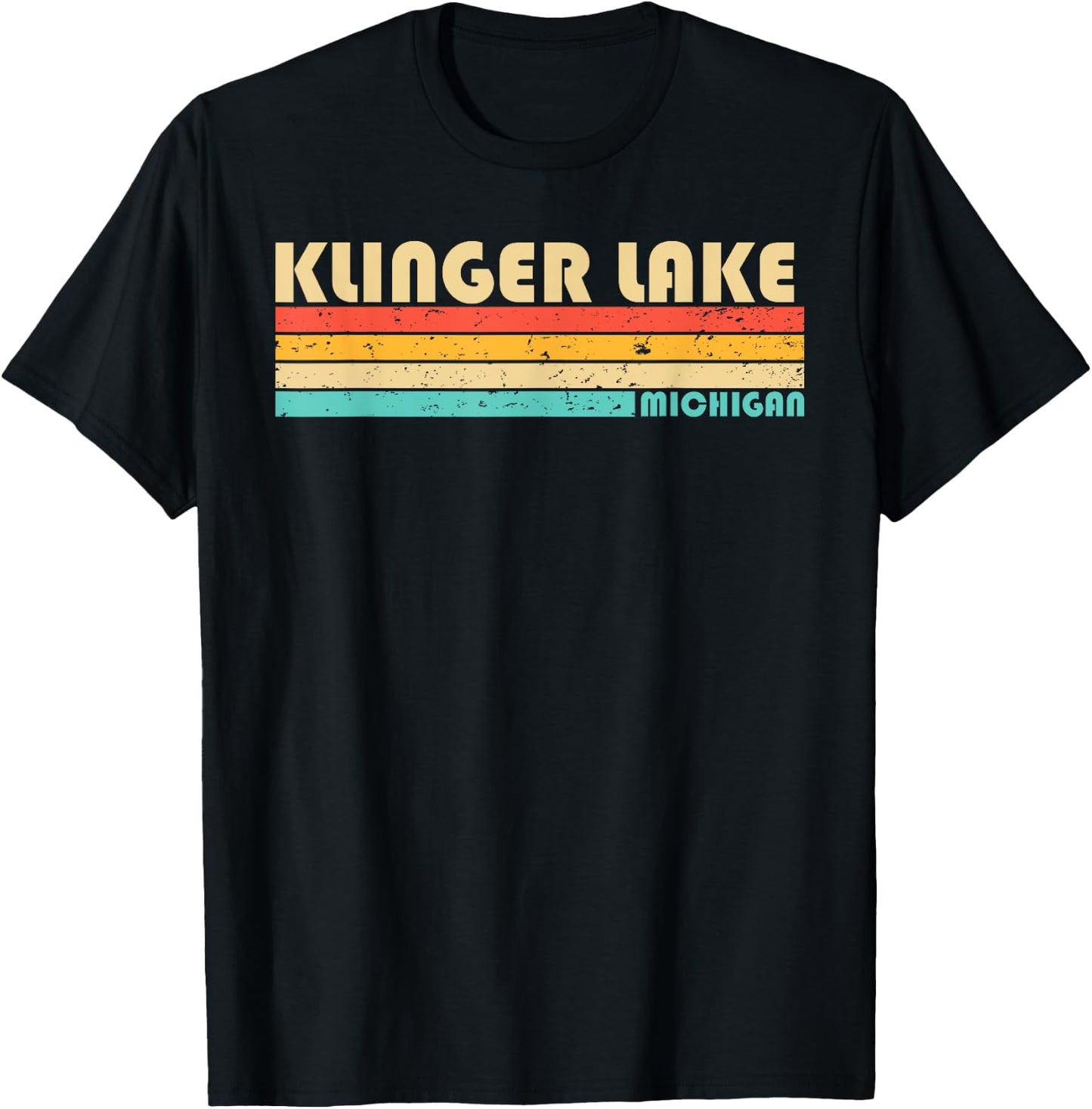 KLINGER LAKE MICHIGAN Funny Fishing Camping Summer T-Shirt - T-Shirt | Black