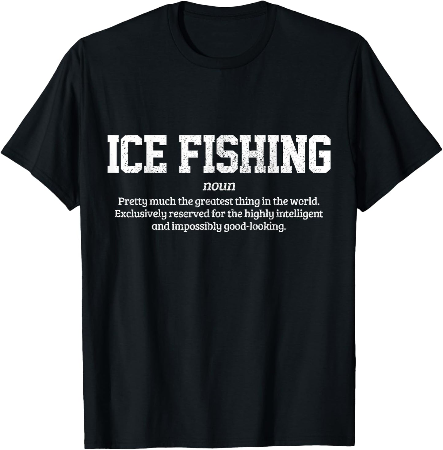 Ice Fishing Apparel & Fisherman Gifts Men's Black Ice Fishing Definition Funny Ice Fisherman Gift T-Shirt - T-Shirt | Black
