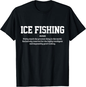 Ice Fishing Apparel & Fisherman Gifts Men's Black Ice Fishing Definition Funny Ice Fisherman Gift T-Shirt - T-Shirt | Black