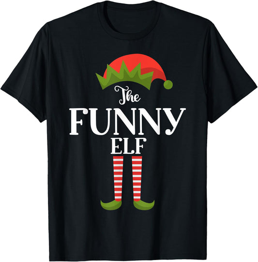 The Funny Elf Xmas Funny Family Matching Group Christmas T-Shirt - T-Shirt | Black