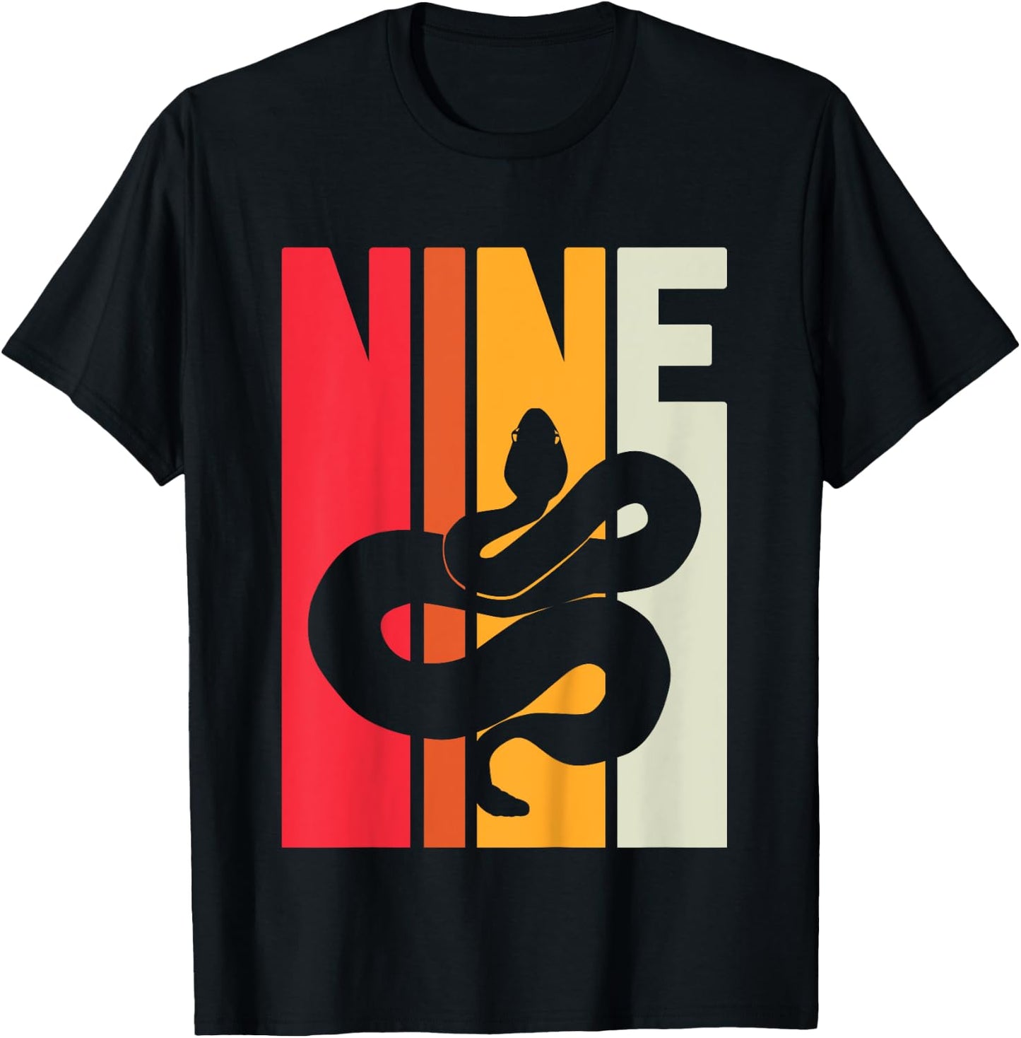 9th Birthday Vintage Snake Lover Pet Reptile 9 Years Old T-Shirt - T-Shirt | Black