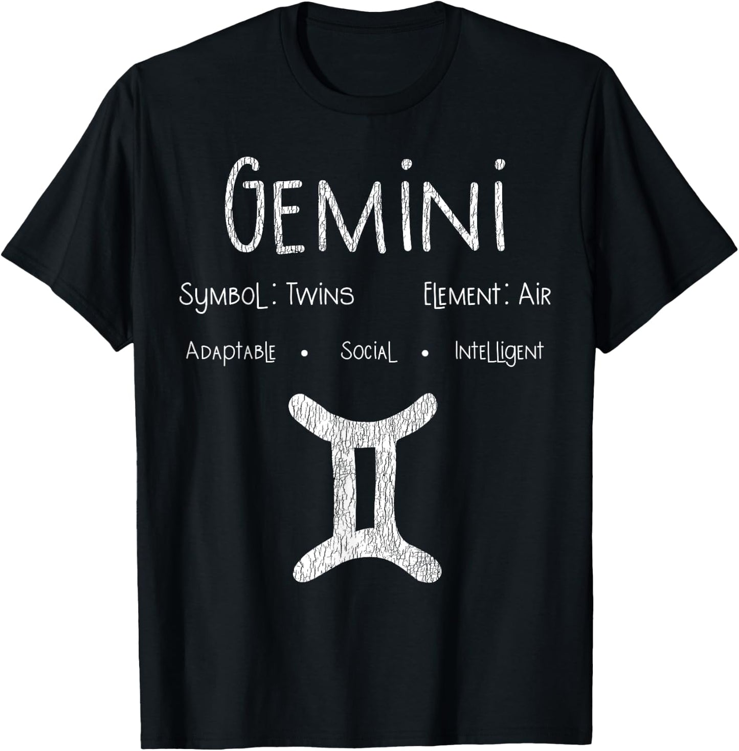 Vintage Gemini Birthday Horoscope Zodiac Sign Astrology Bday T-Shirt - T-Shirt | Black