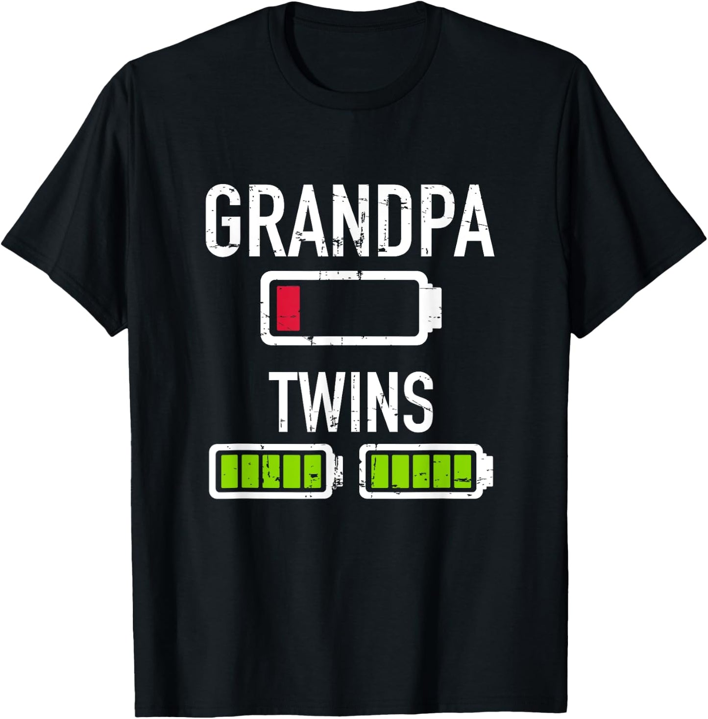 Grandpa low battery twins full battery T-Shirt - T-Shirt | Black