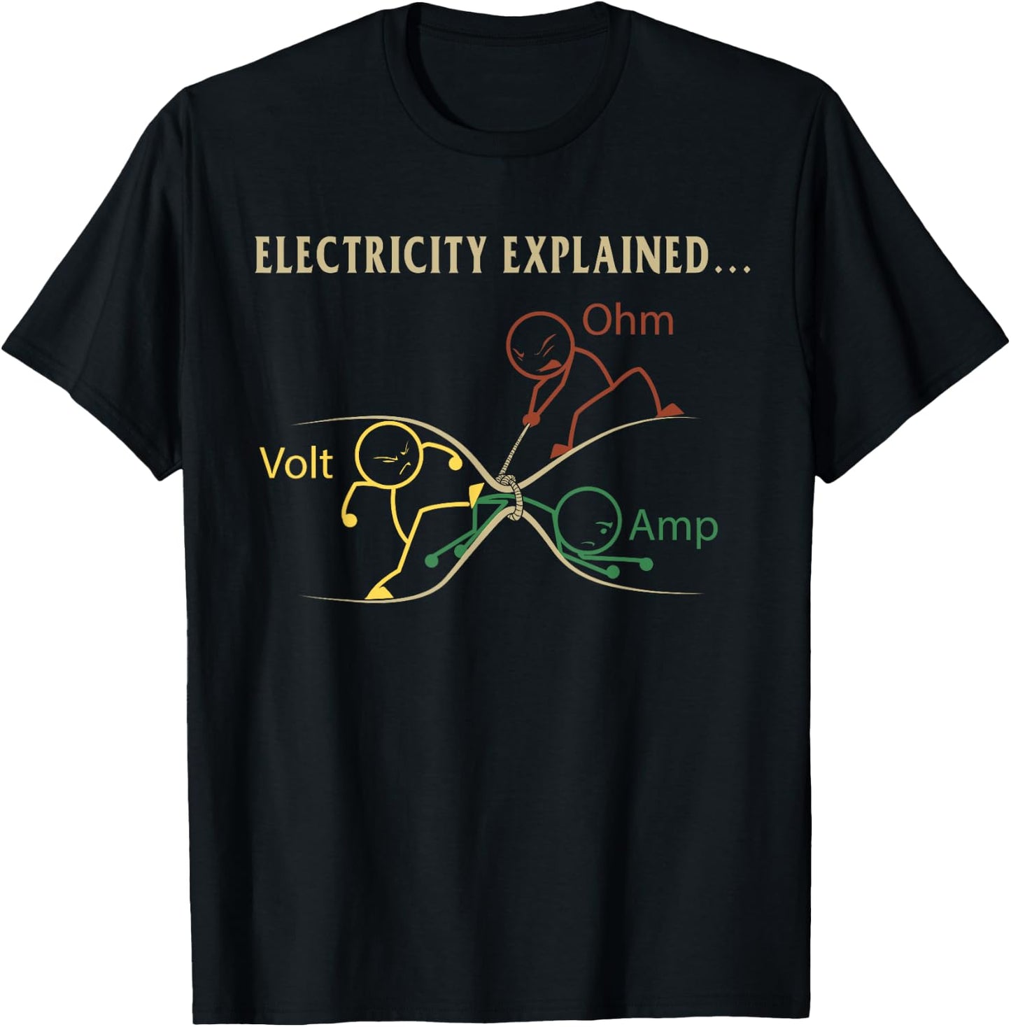 Funny Electricity Explained Gift T-Shirt - T-Shirt | Black