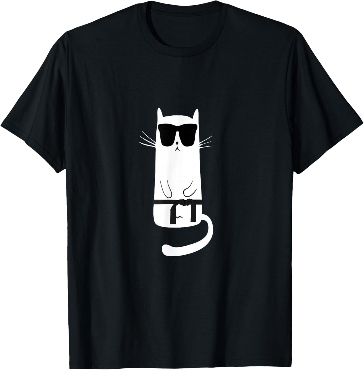 Funny Cat Wearing Sunglasses Karate Judo Black Belt T-Shirt - T-Shirt | Black