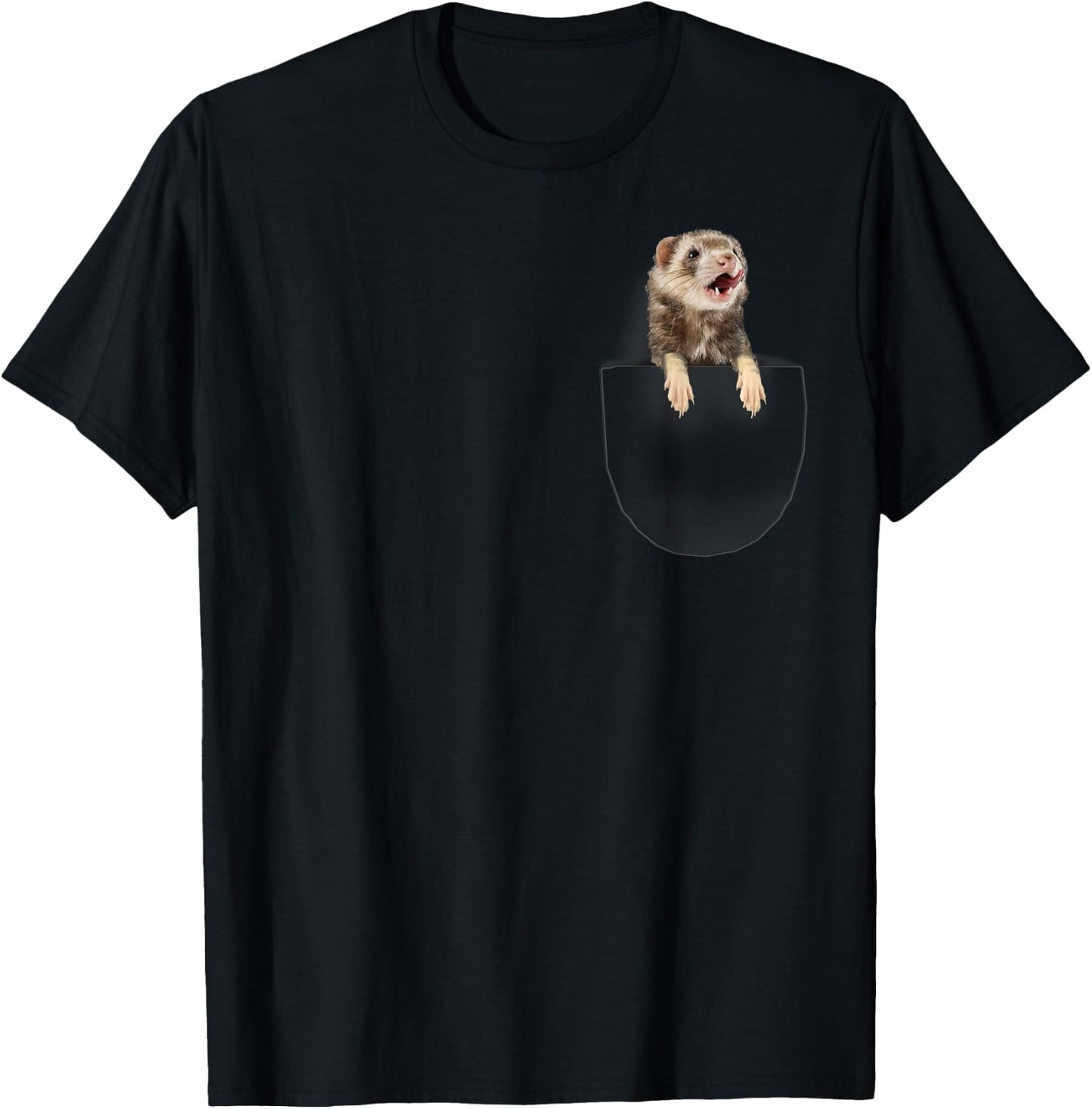funny pet ferret . Funny ferret in pocket T-Shirt - T-Shirt | Black