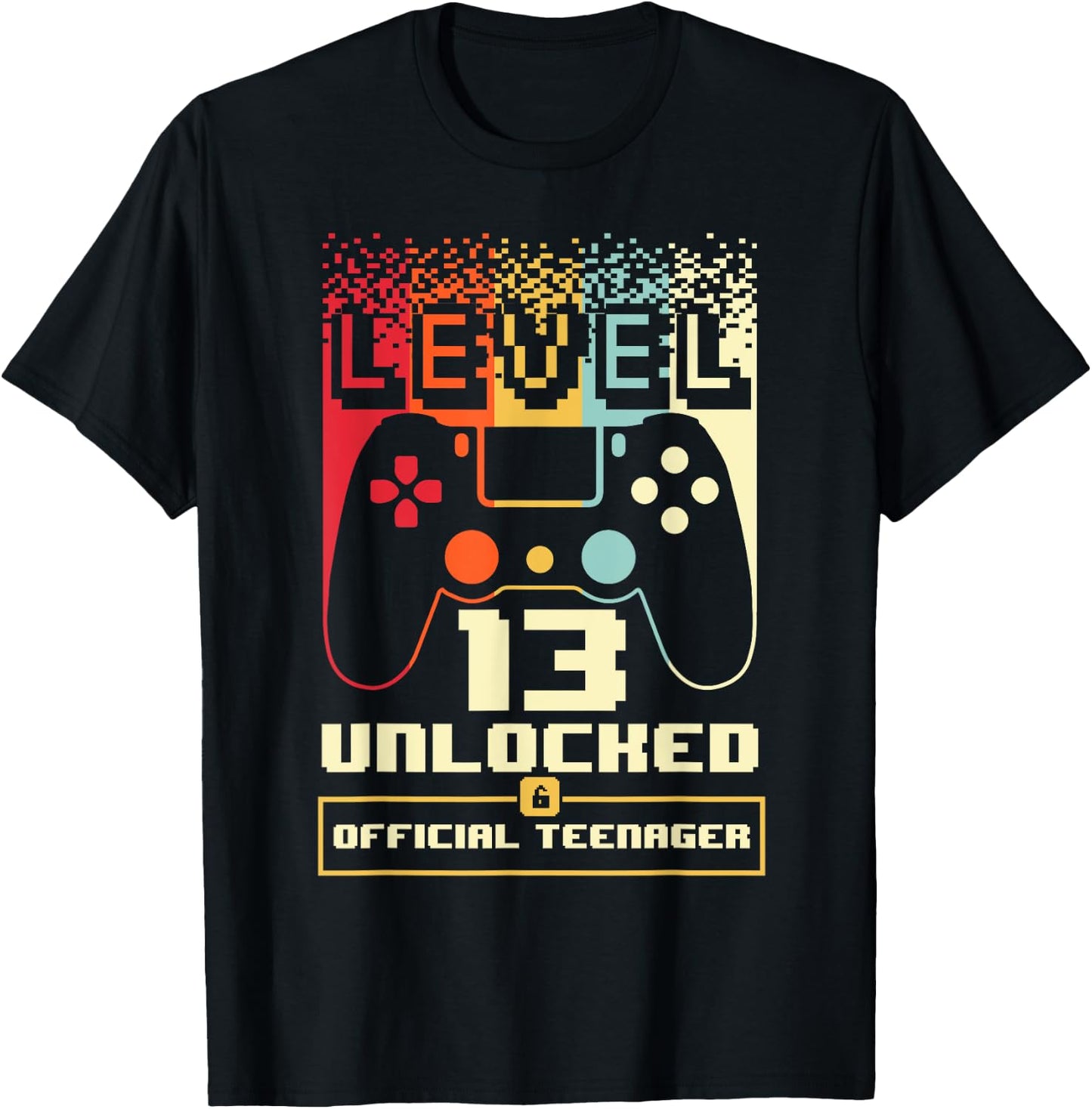 13th Birthday Gift Boys Level 13 Unlocked Official Teenager T-Shirt - T-Shirt | Black