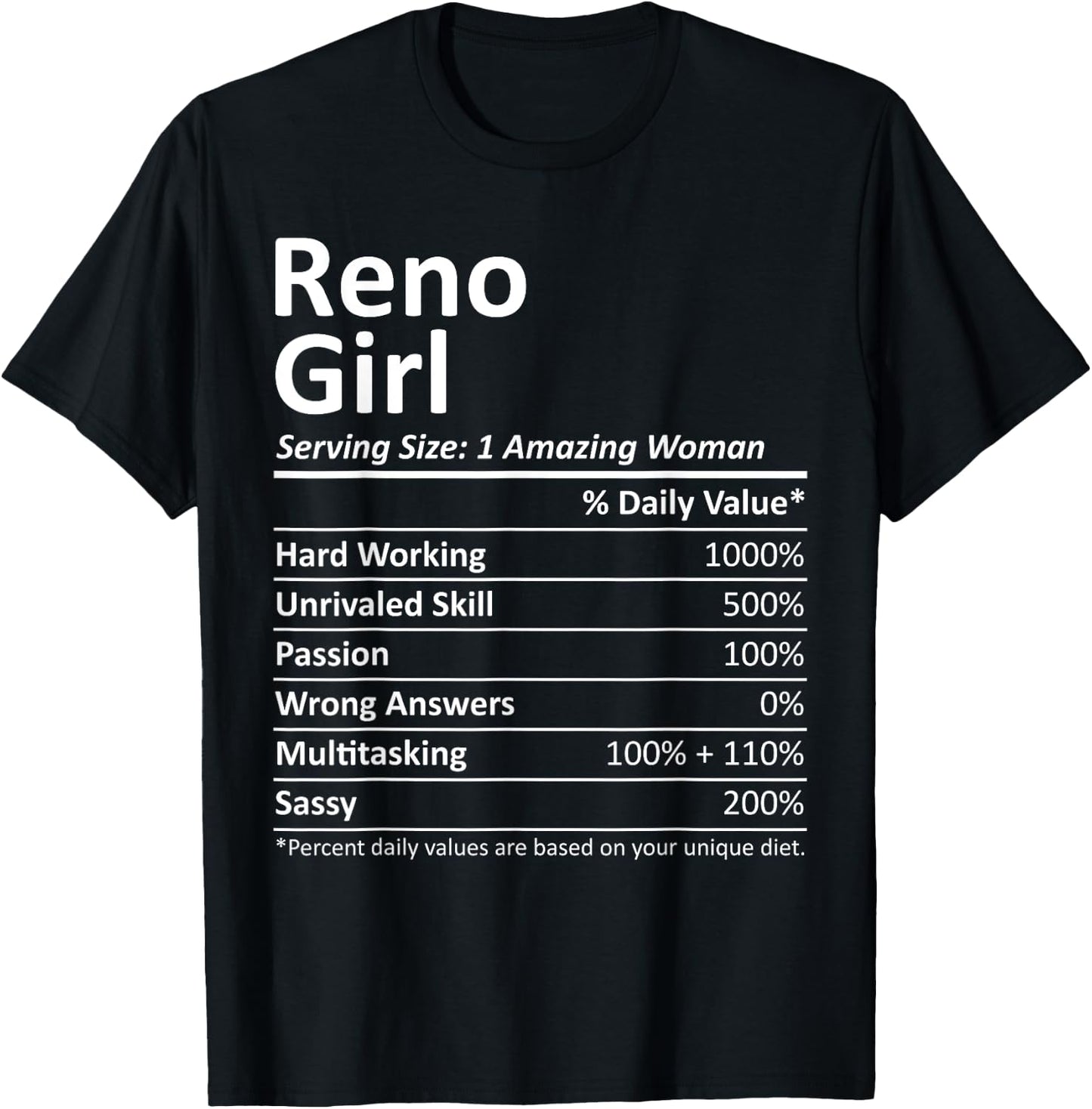 RENO GIRL NV NEVADA Funny City Home Roots USA Gift T-Shirt - T-Shirt | Black