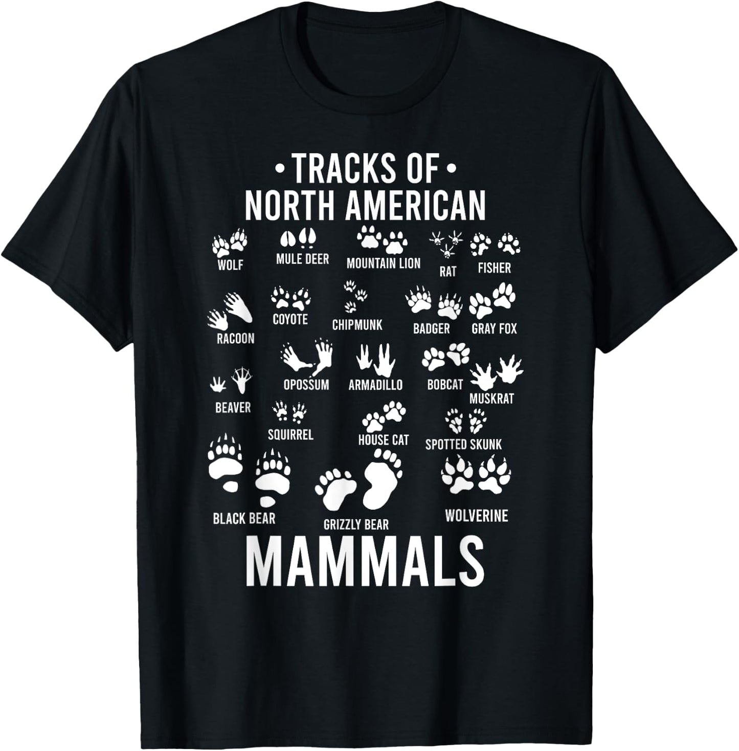 Wildlife Tracks of North American Mammals - Gift Kids T-Shirt - T-Shirt | Black