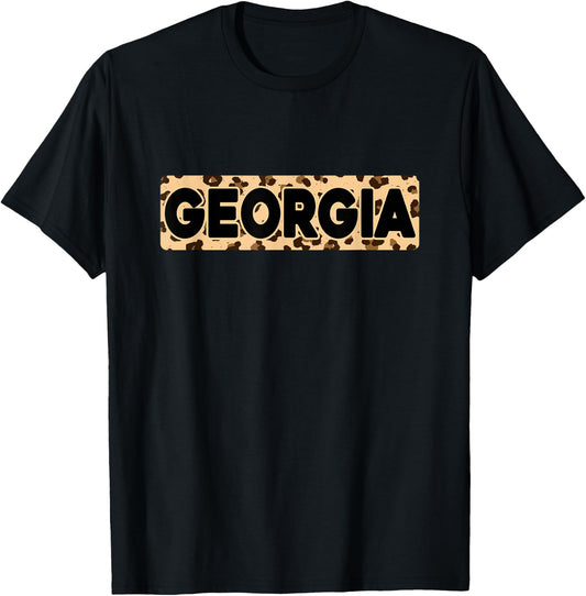 Funny Georgia Leopard Print Personalized Name Georgia T-Shirt - T-Shirt | Black