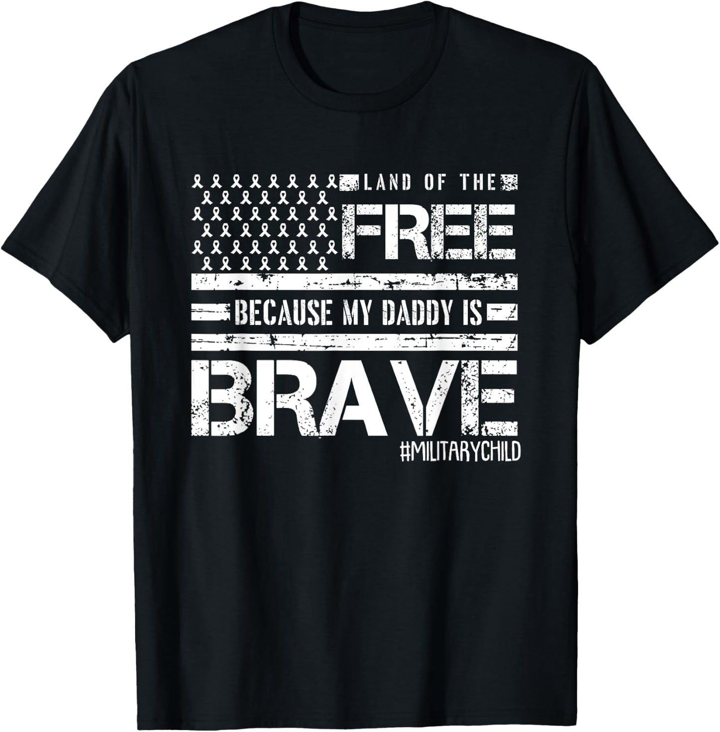 Land Of The Free Month Of The Military Child American Flag T-Shirt - T-Shirt | Black