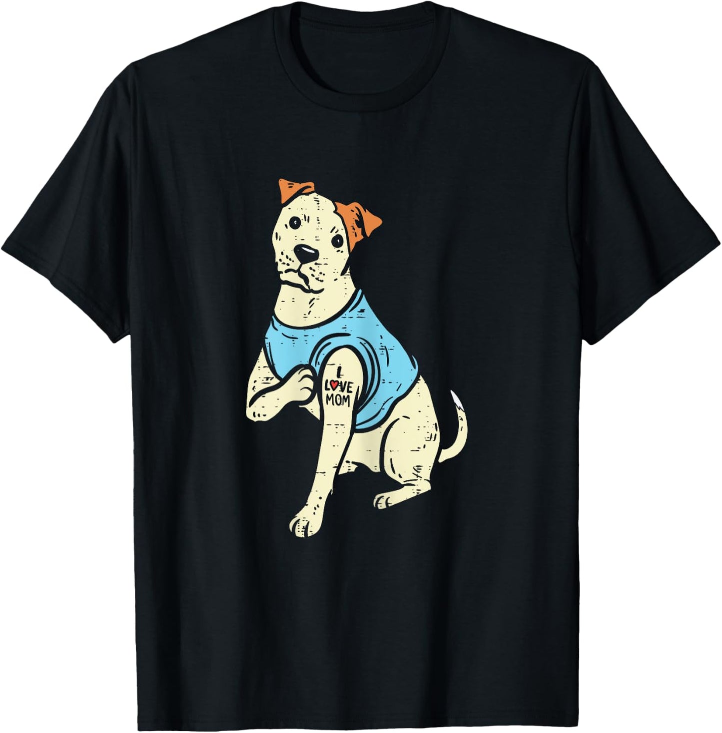 Pitbull I Love Mom Tattoo Pittie Dog Lover Owner Women Gift T-Shirt - T-Shirt | Black