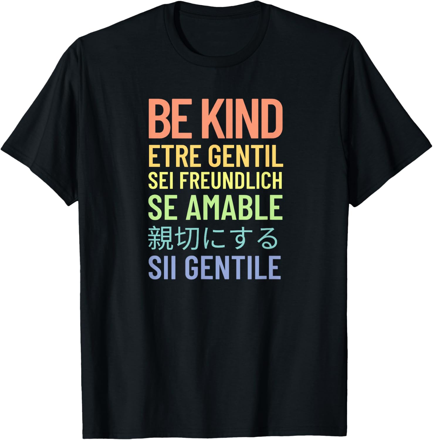 Rainbow Be Friendly in Many Languages T-Shirt - T-Shirt | Black