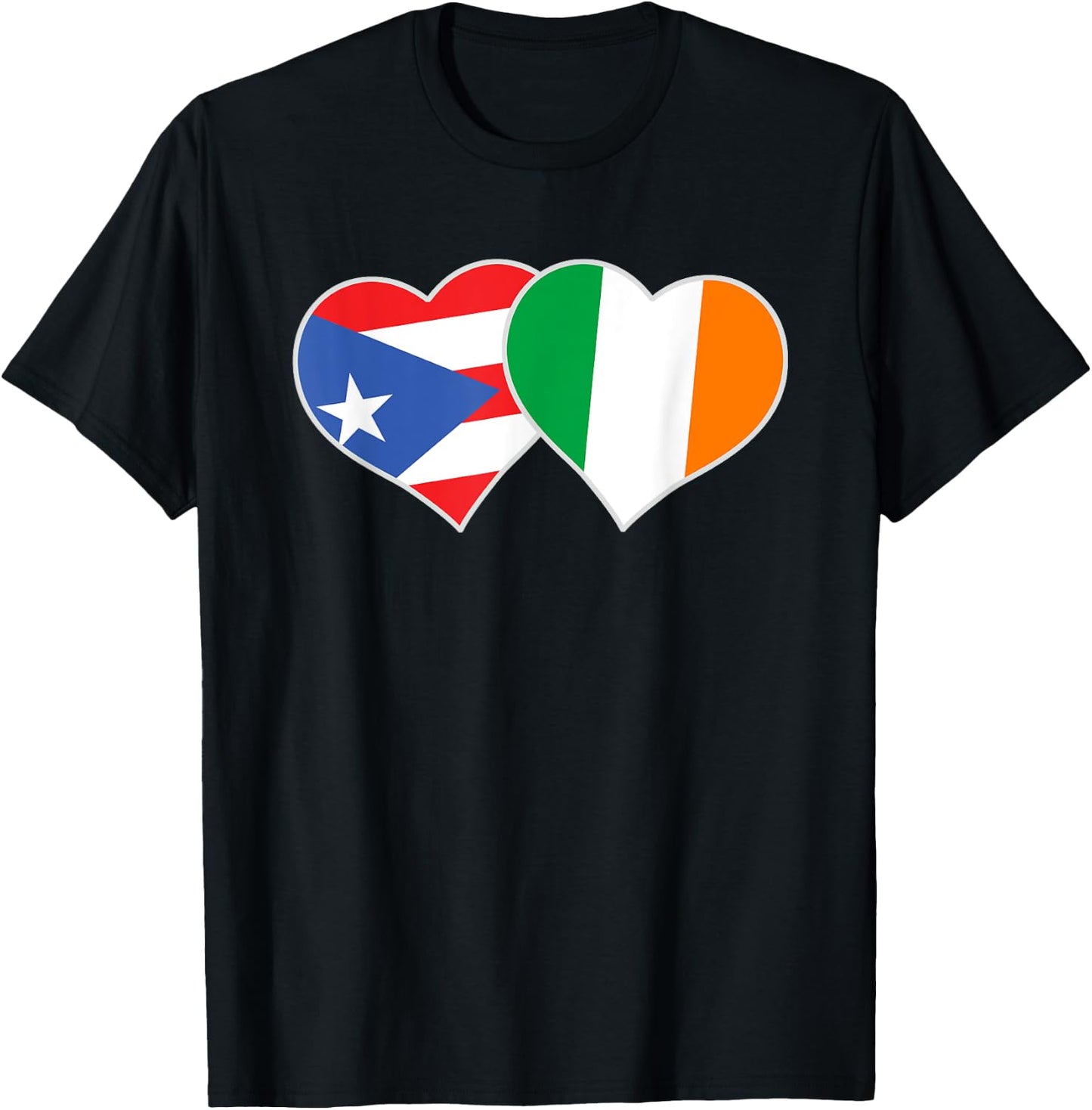 Irish Puerto Rican Flag Love Ireland Puerto Rico Heart T-Shirt - T-Shirt | Black