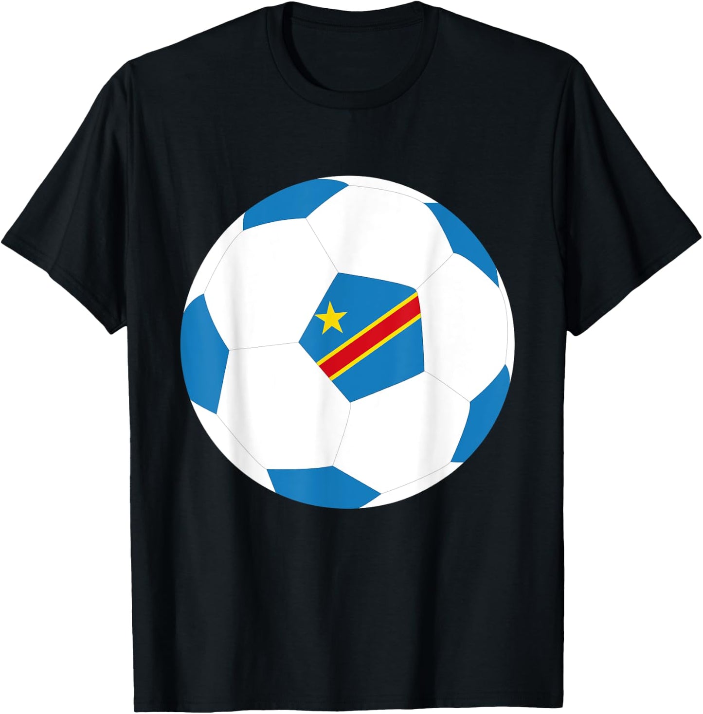 DR Congo Soccer Ball Congolese Flag Jersey Pride Print T-Shirt - T-Shirt | Black