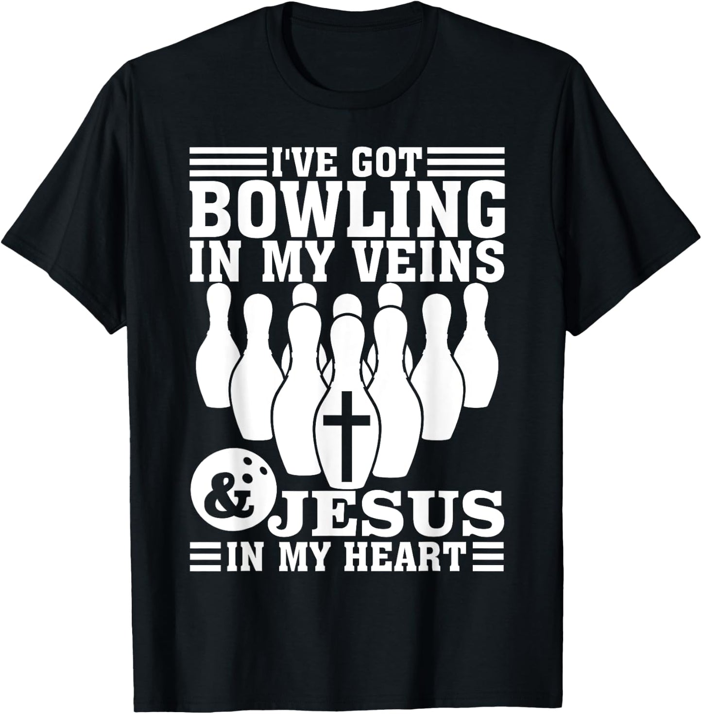 Funny Bowling Gift Women Cute Bowler And Jesus Love T-Shirt - T-Shirt | Black