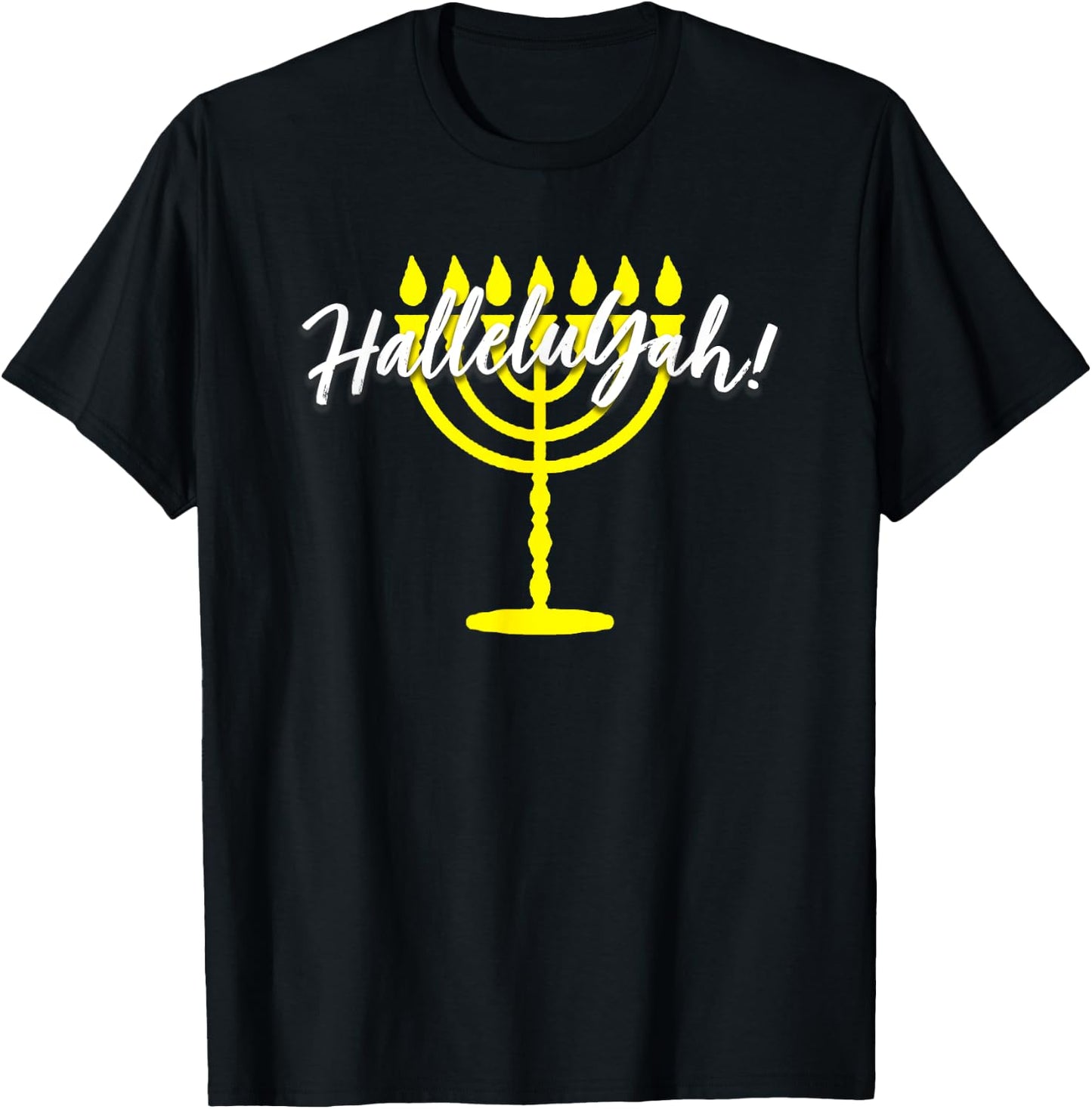 HalleluYah Hebrew Menorah Torah YHWH T-Shirt - T-Shirt | Black