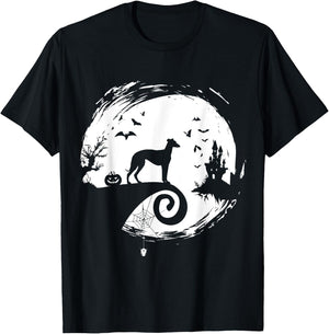 Italian Greyhound Halloween Costume Moon Silhouette T-Shirt - T-Shirt | Black