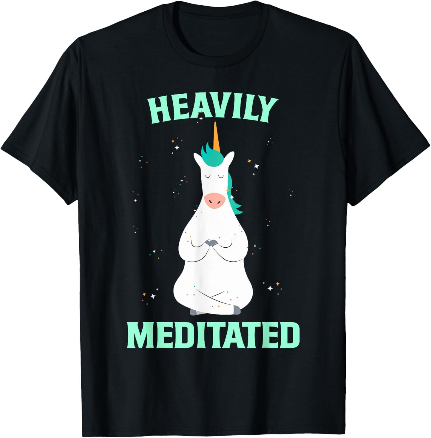 Unicorn Heavily Meditated Funny Yoga Meditation T-Shirt - T-Shirt | Black