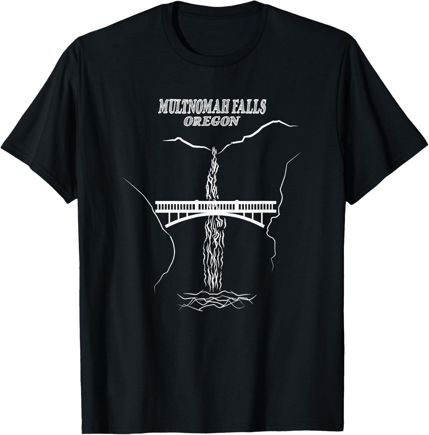 Multnomah Falls Columbia River Gorge 7 Wonders Of Oregon T-Shirt - T-Shirt | Black