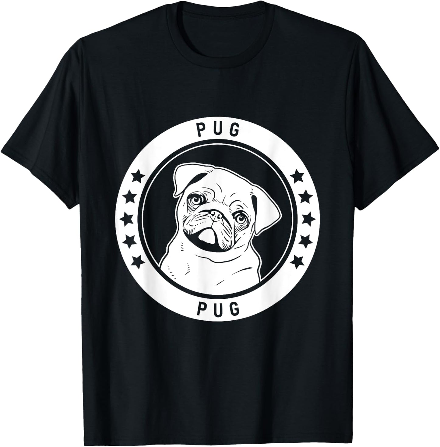 Pug Dog Portrait T-Shirt - T-Shirt | Black