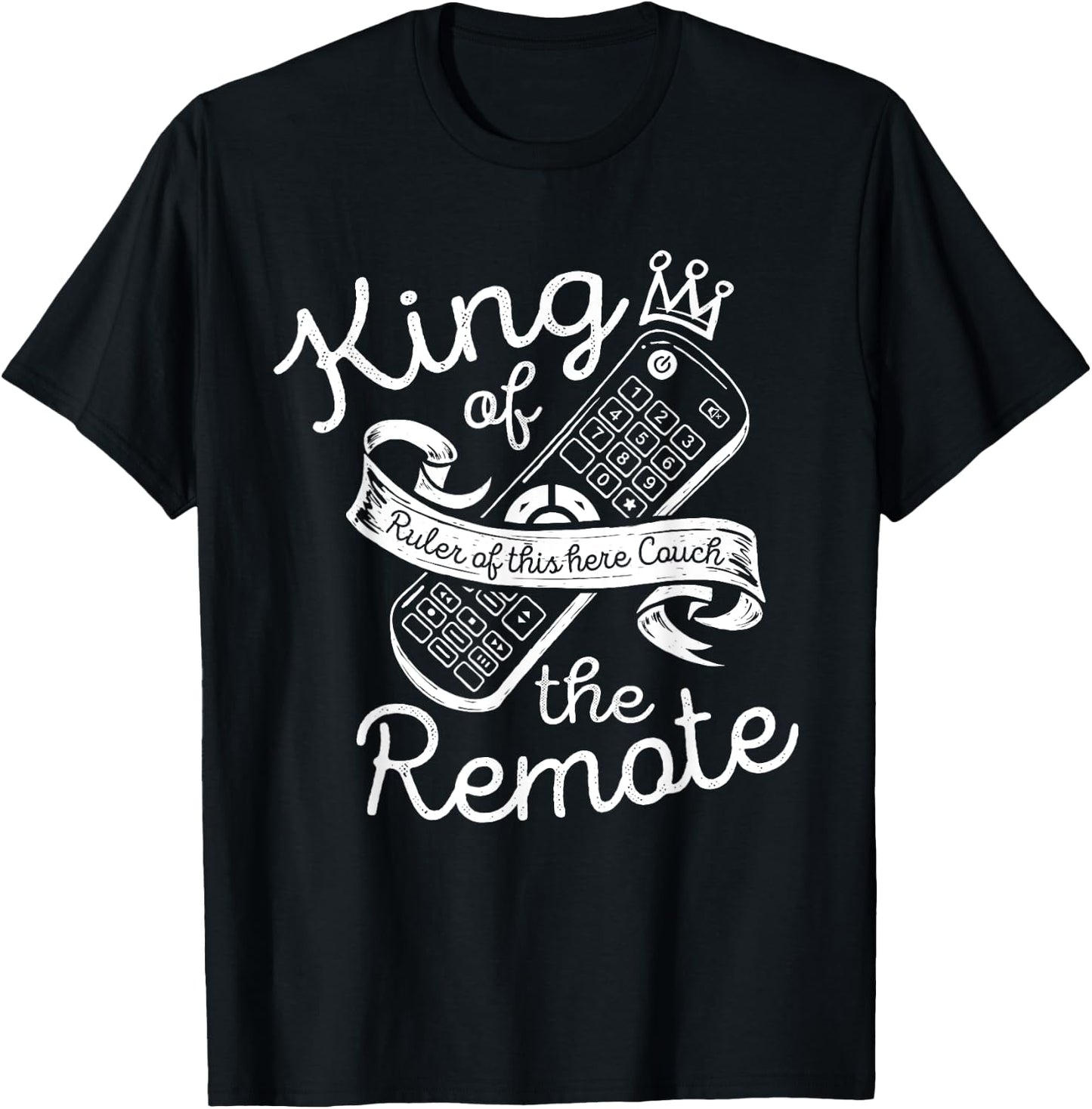 King of the Remote Control TV Funny Potato Couch Lazy Dad T-Shirt - T-Shirt | Black