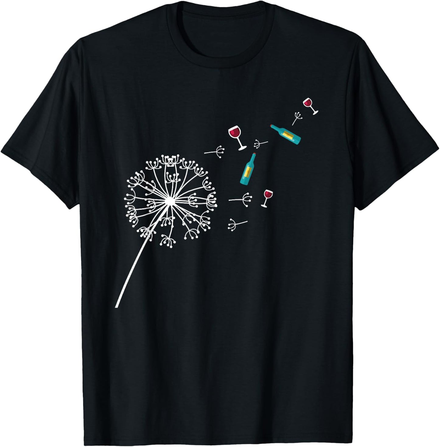Wine Dandelion I Nature Lover Gift I Drinking Wine T-Shirt - T-Shirt | Black