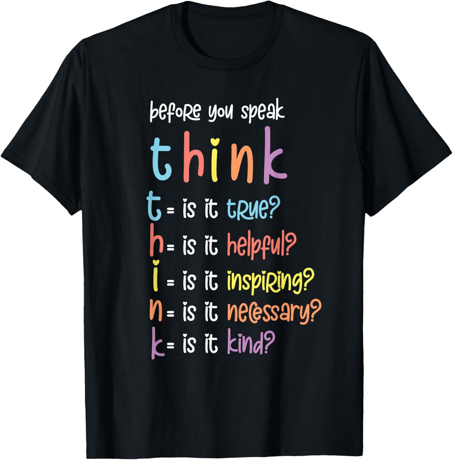 Before You Speak Think Inspirational Quote Motivation Saying T-Shirt - T-Shirt | Black